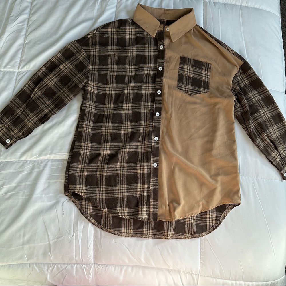 SHEIN Plaid and Tan Shirt